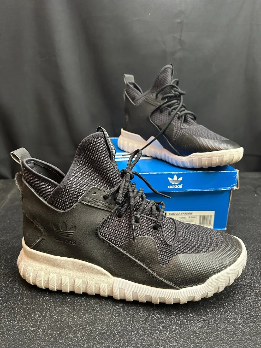 Adidas TUBULAR SHADOW Men's Black & White Knit Sneakers  12
